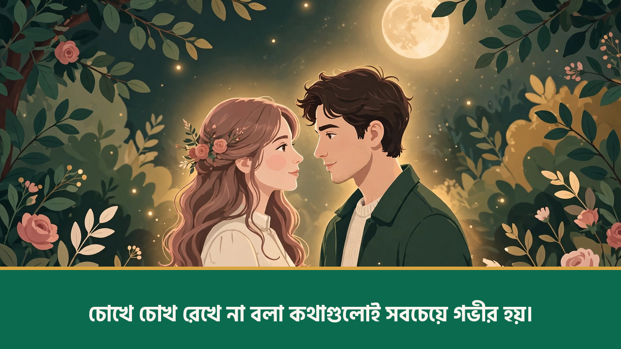 চোখে চোখ রাখা রোমান্টিক মুহূর্ত - রোমান্টিক বাংলা ক্যাপশন