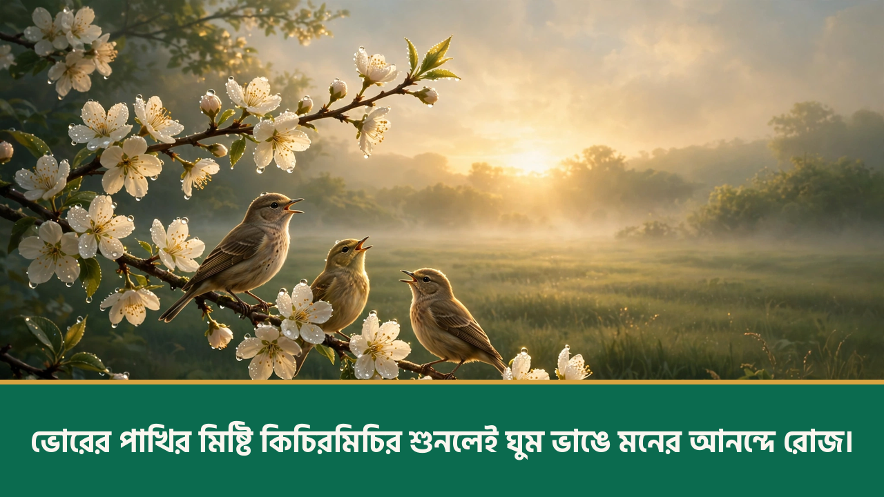 ভোরের পাখি ও সবুজ প্রকৃতি - সকাল নিয়ে ক্যাপশন ছবি