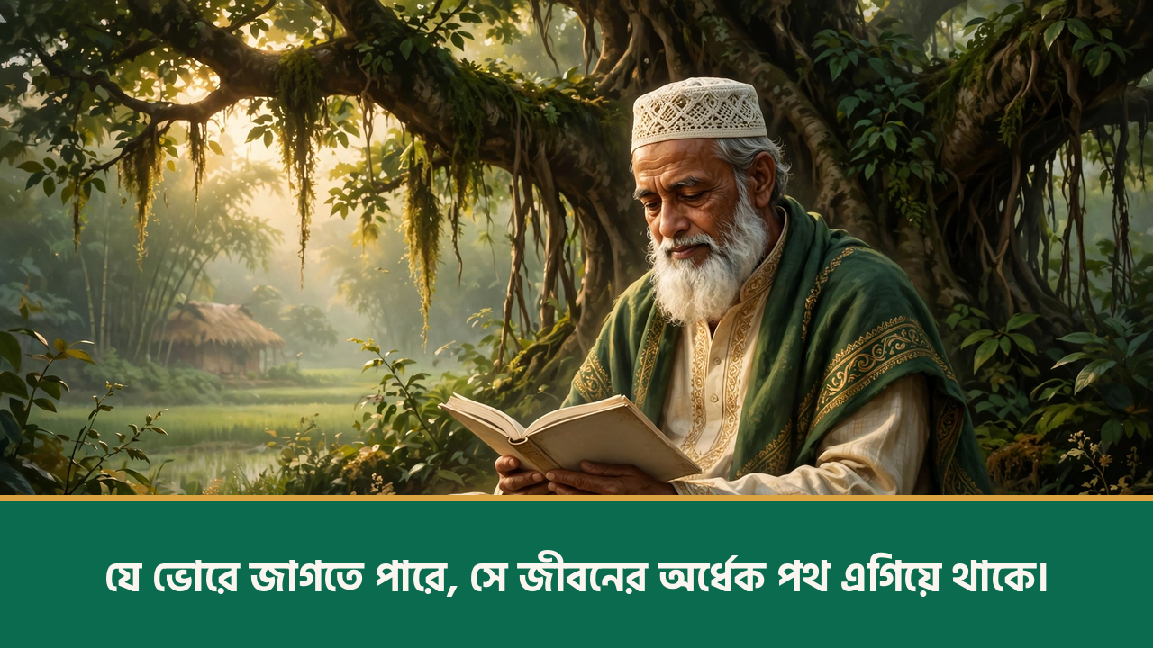 গাছের নিচে বই পড়া প্রবীণ - সকাল নিয়ে গুনীজনের উক্তি ছবি