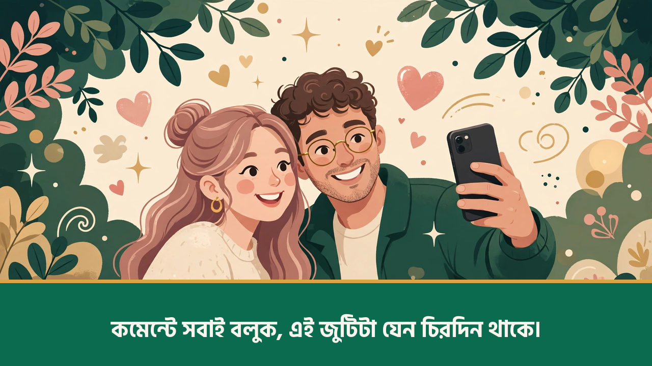 সেলফি তোলা দম্পতি - রোমান্টিক ক্যাপশন ফেসবুক ছবি