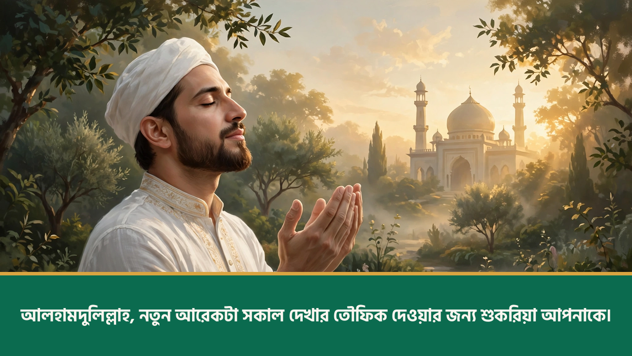 ফজরের পর দোয়া করা মুসলিম যুবক - শুভ সকাল ইসলামিক উক্তি ছবি