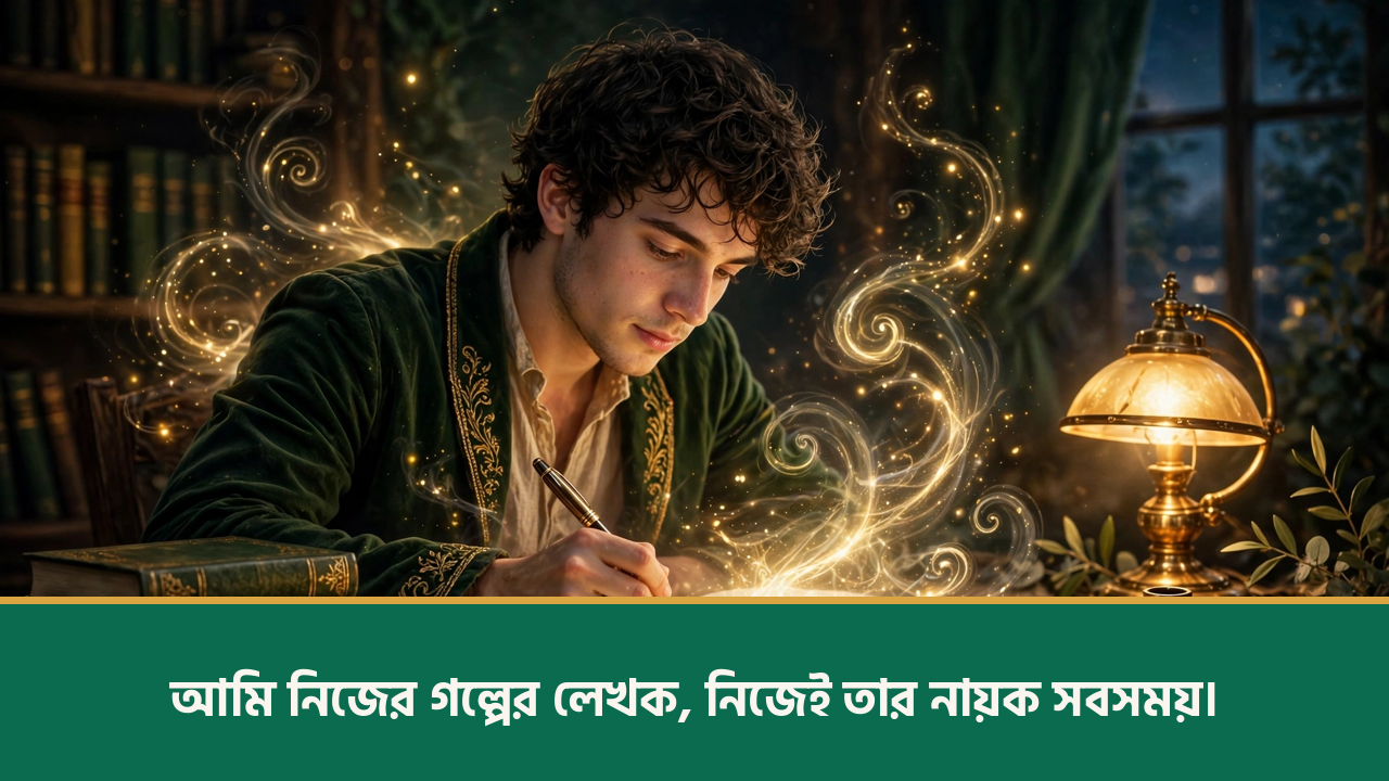 নিজের গল্প লেখা তরুণ লেখক - ইউনিক ক্যাপশন বাংলা ছবি