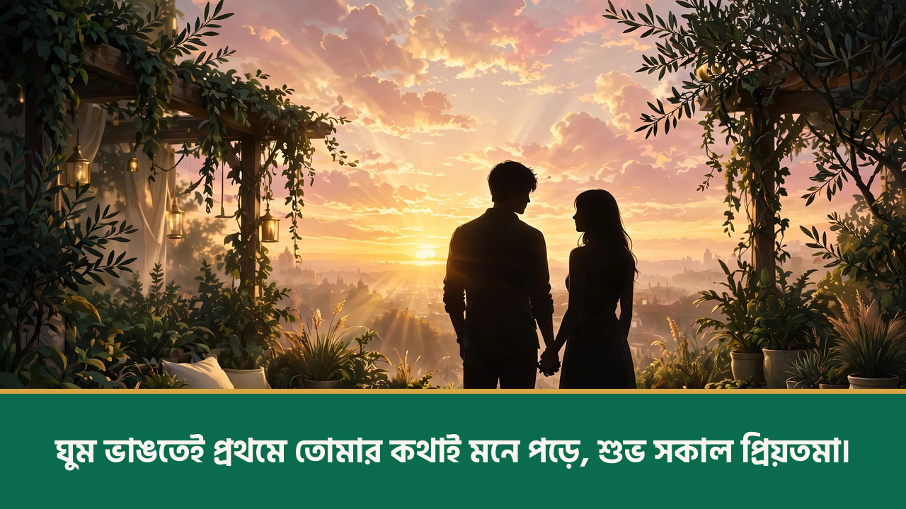 সূর্যোদয় দেখা প্রেমিক যুগল - শুভ সকাল রোমান্টিক মেসেজ ছবি