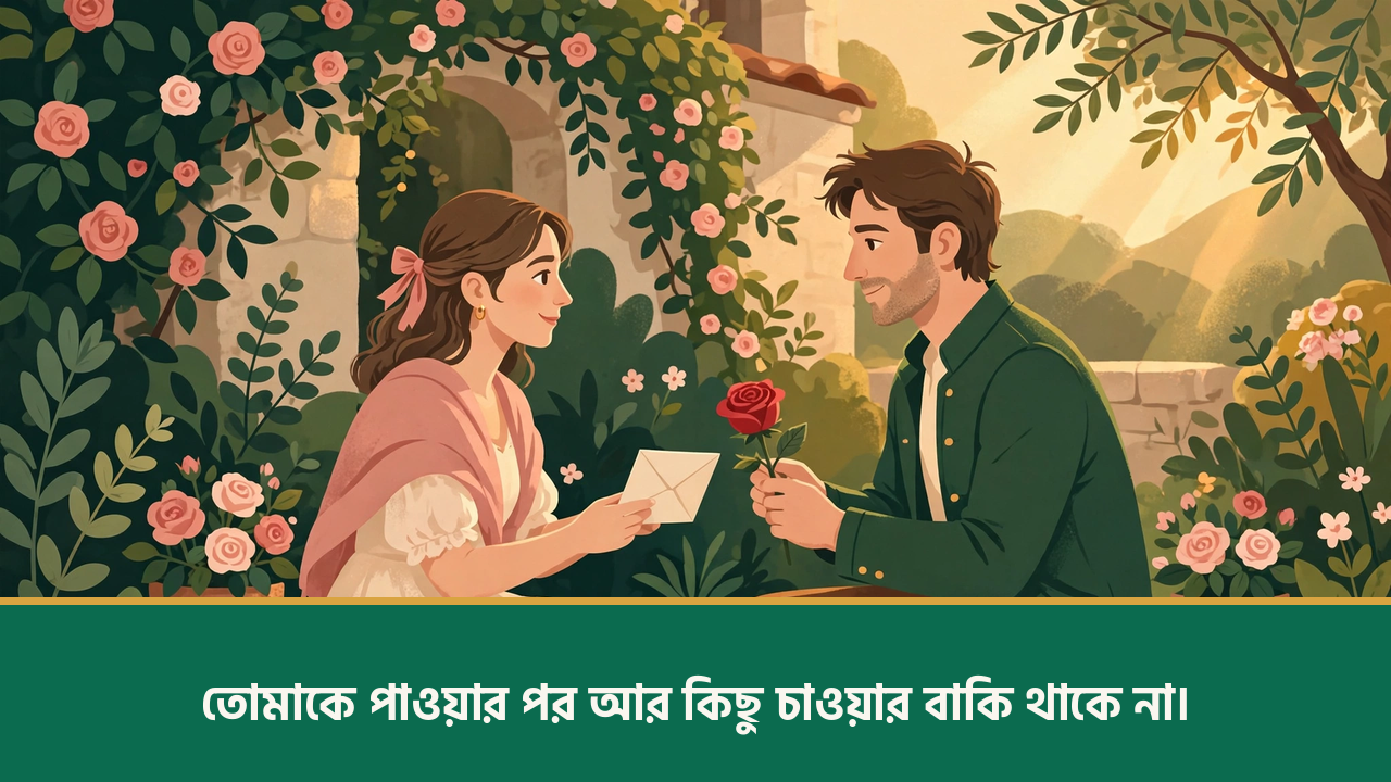ভালোবাসার চিঠি হাতে দম্পতি - রোমান্টিক প্রেমের ক্যাপশন