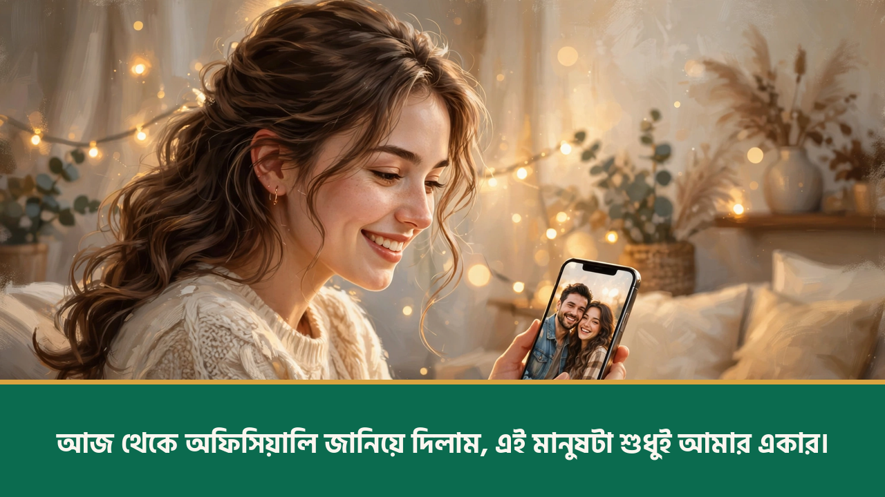 ফোনে যুগলের ছবি দেখছেন নারী - রিলেশনশিপ স্ট্যাটাস ছবি