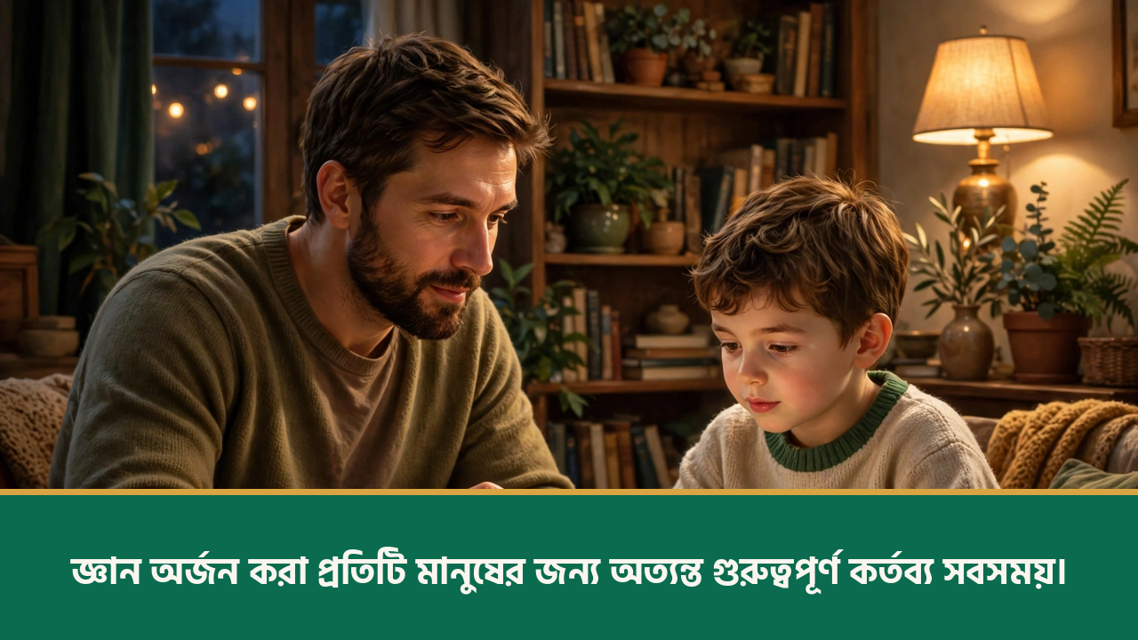 ছেলেকে বই পড়া শেখানো বাবা - শিক্ষামূলক উক্তি ছবি